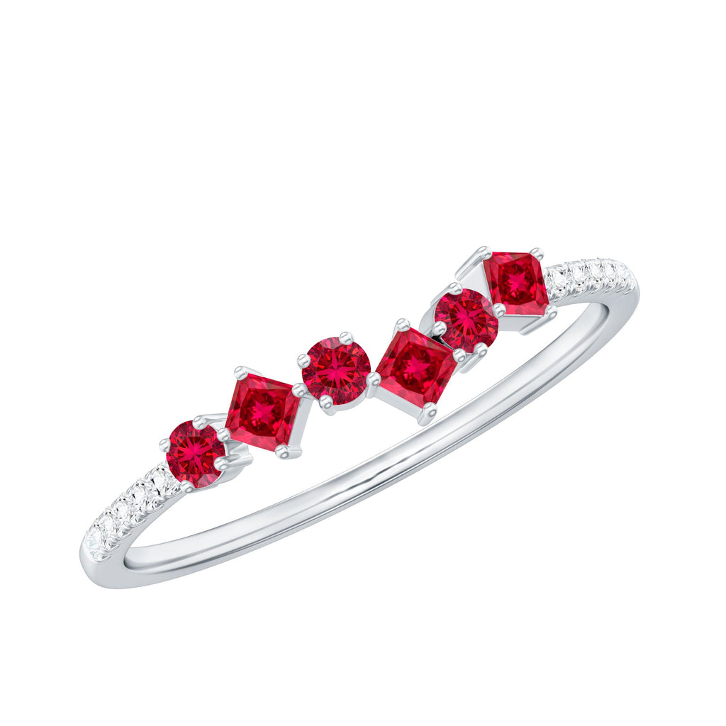 Lab Grown Ruby and Diamond Half Eternity Ring