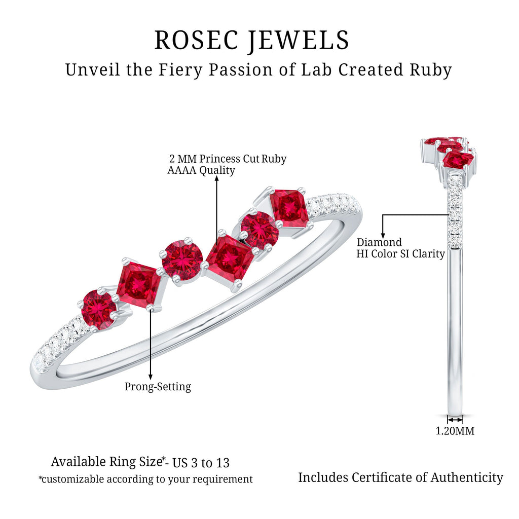 Lab Grown Ruby and Diamond Half Eternity Ring