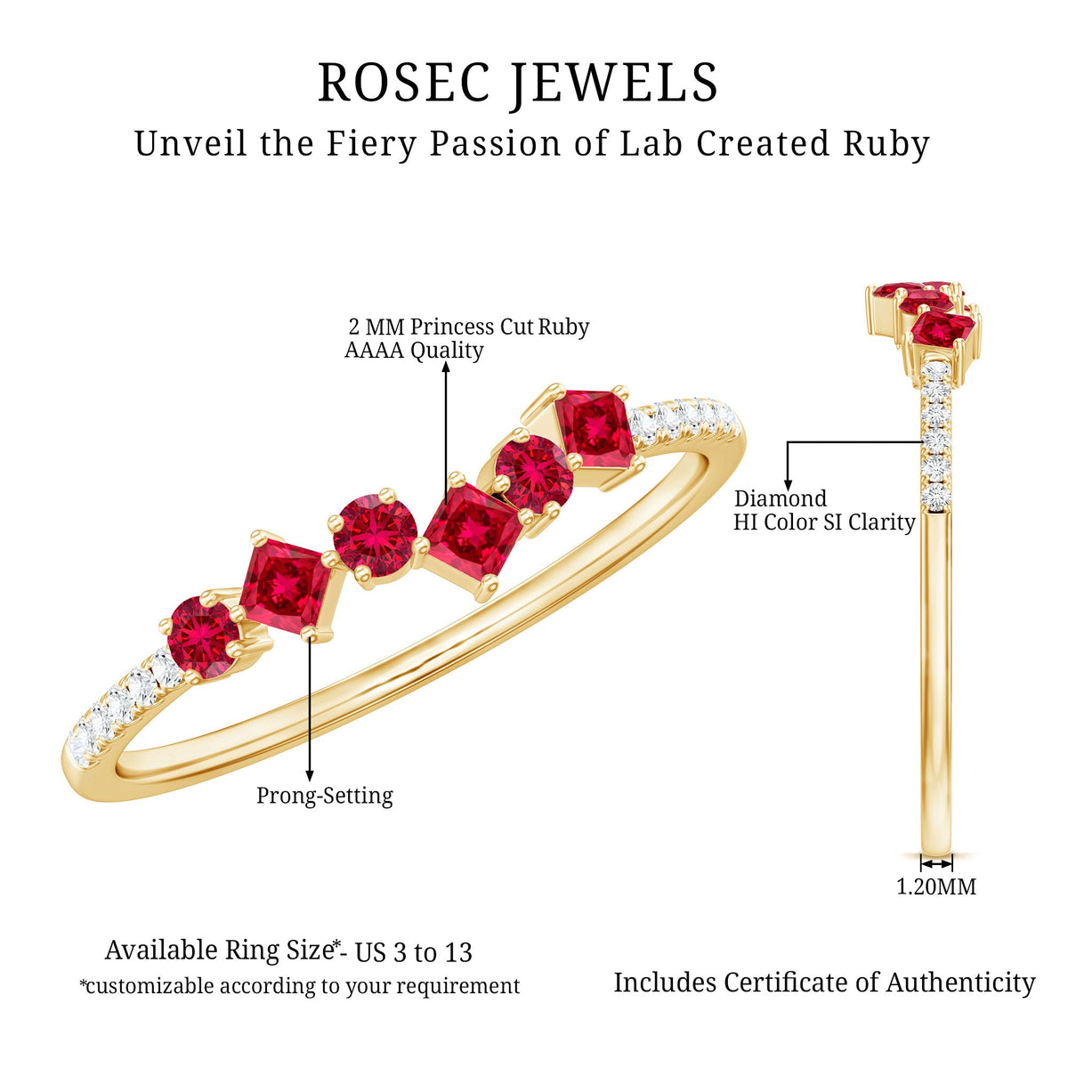 Lab Grown Ruby and Diamond Half Eternity Ring