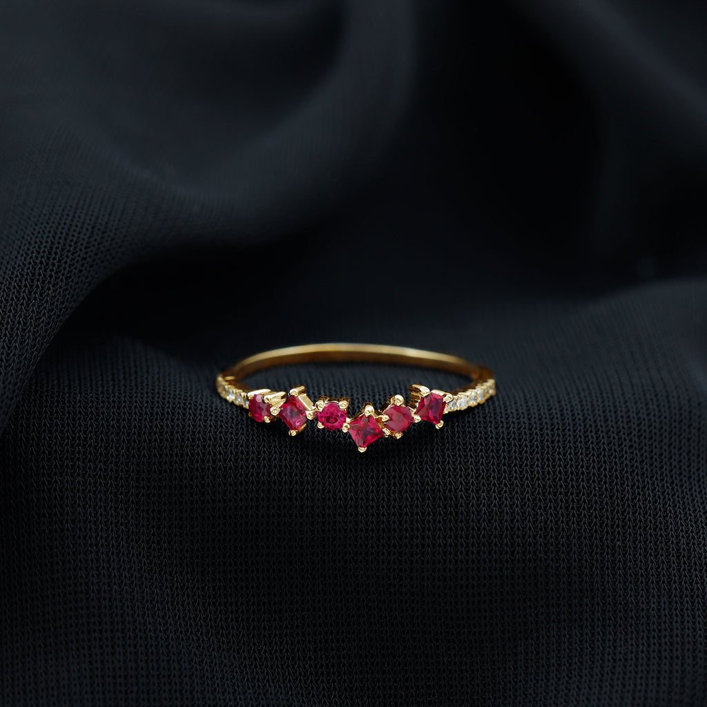 Lab Grown Ruby and Diamond Half Eternity Ring