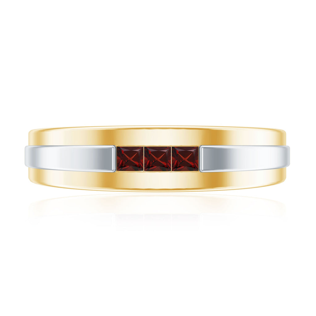 Classic Princess Cut Garnet Wedding Band with Certificate