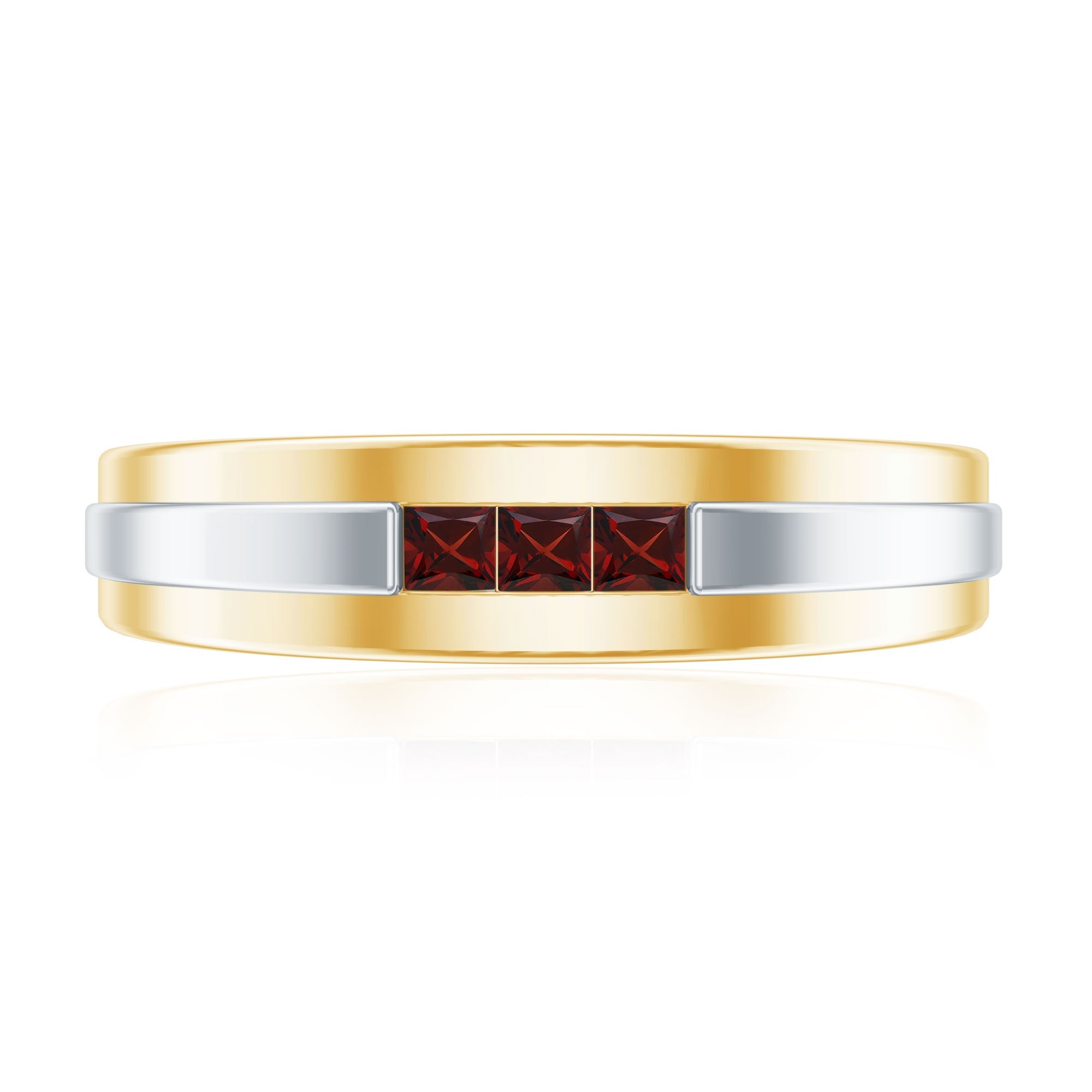 Classic Princess Cut Garnet Wedding Band with Certificate