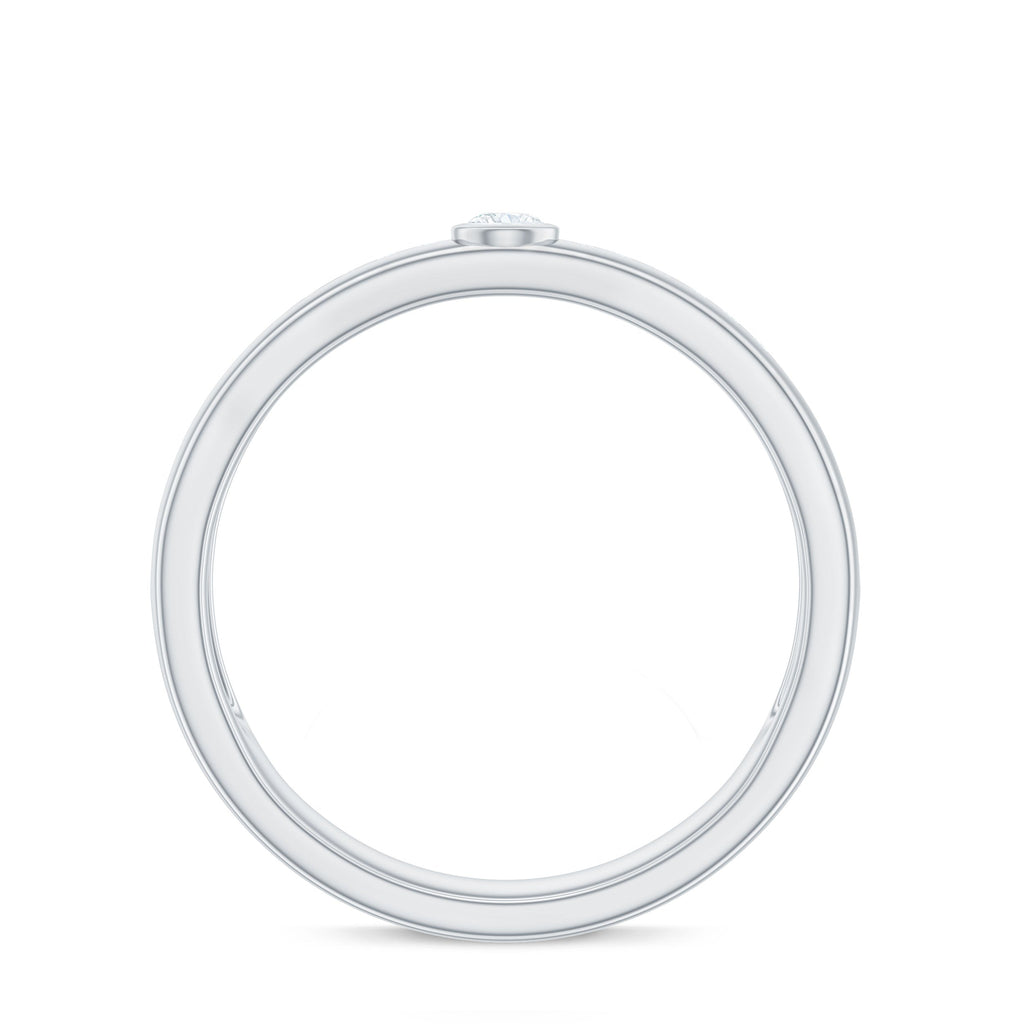 Bezel Set Moissanite Unisex Wedding Band Ring