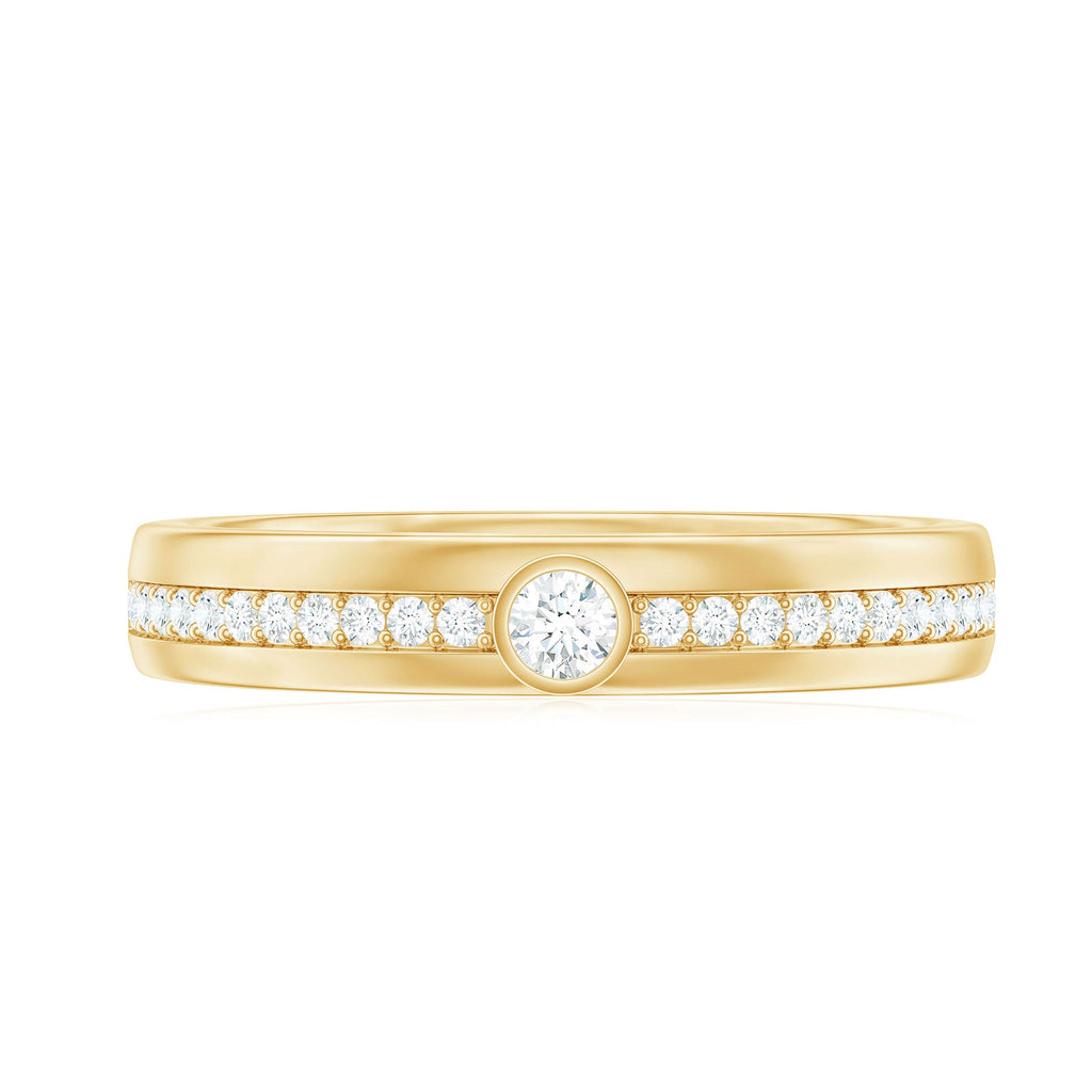 Bezel Set Moissanite Unisex Wedding Band Ring
