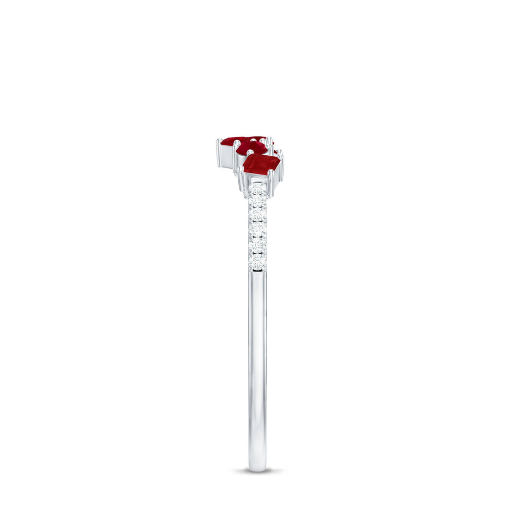 Minimal Ruby Half Eternity Ring with Diamond