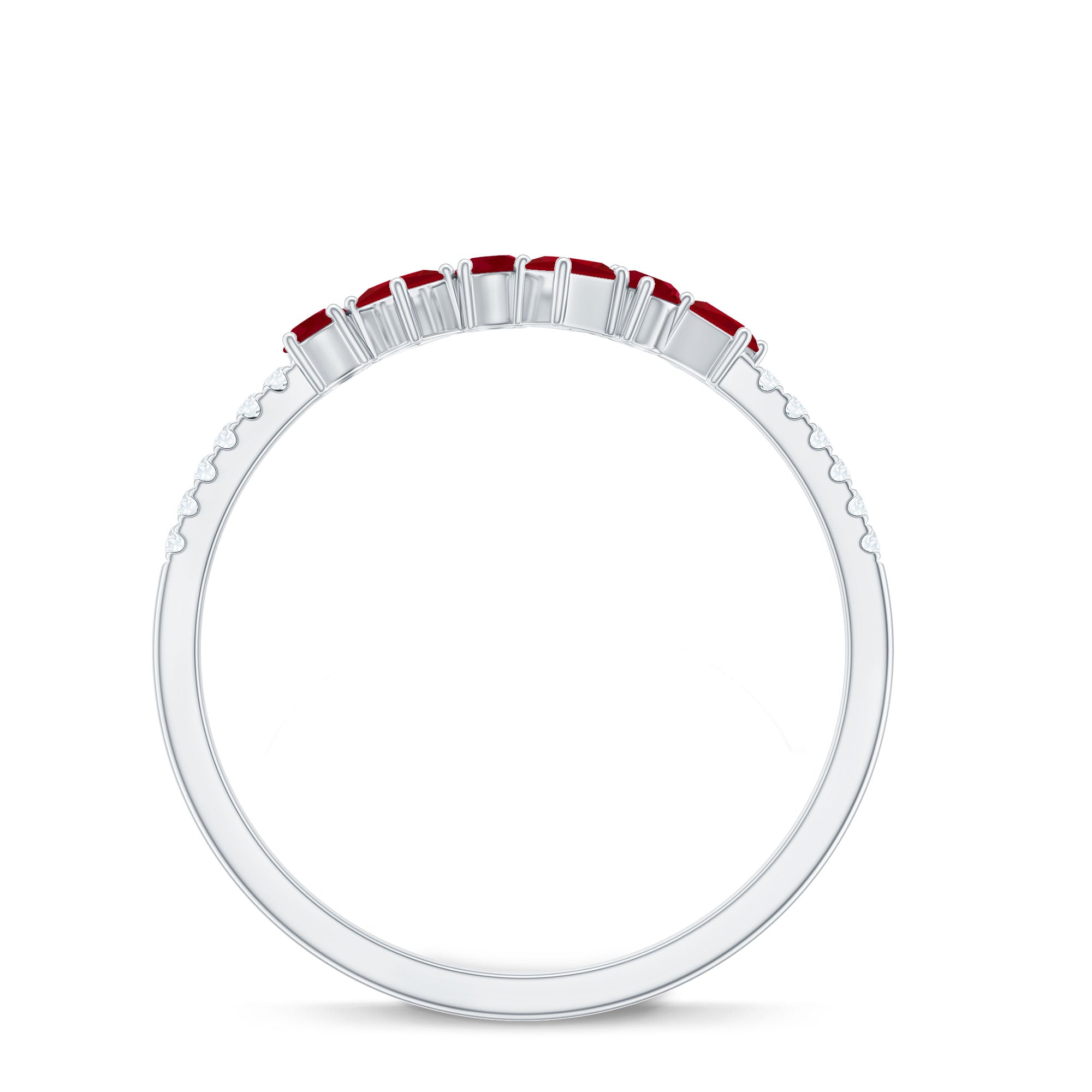 Minimal Ruby Half Eternity Ring with Diamond
