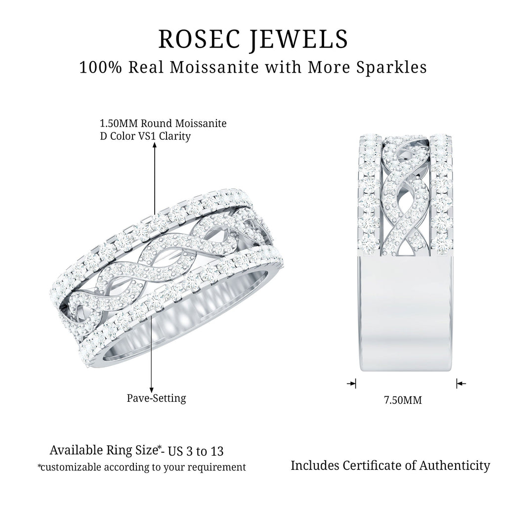 Certified Moissanite Infinity Wedding Band for Women