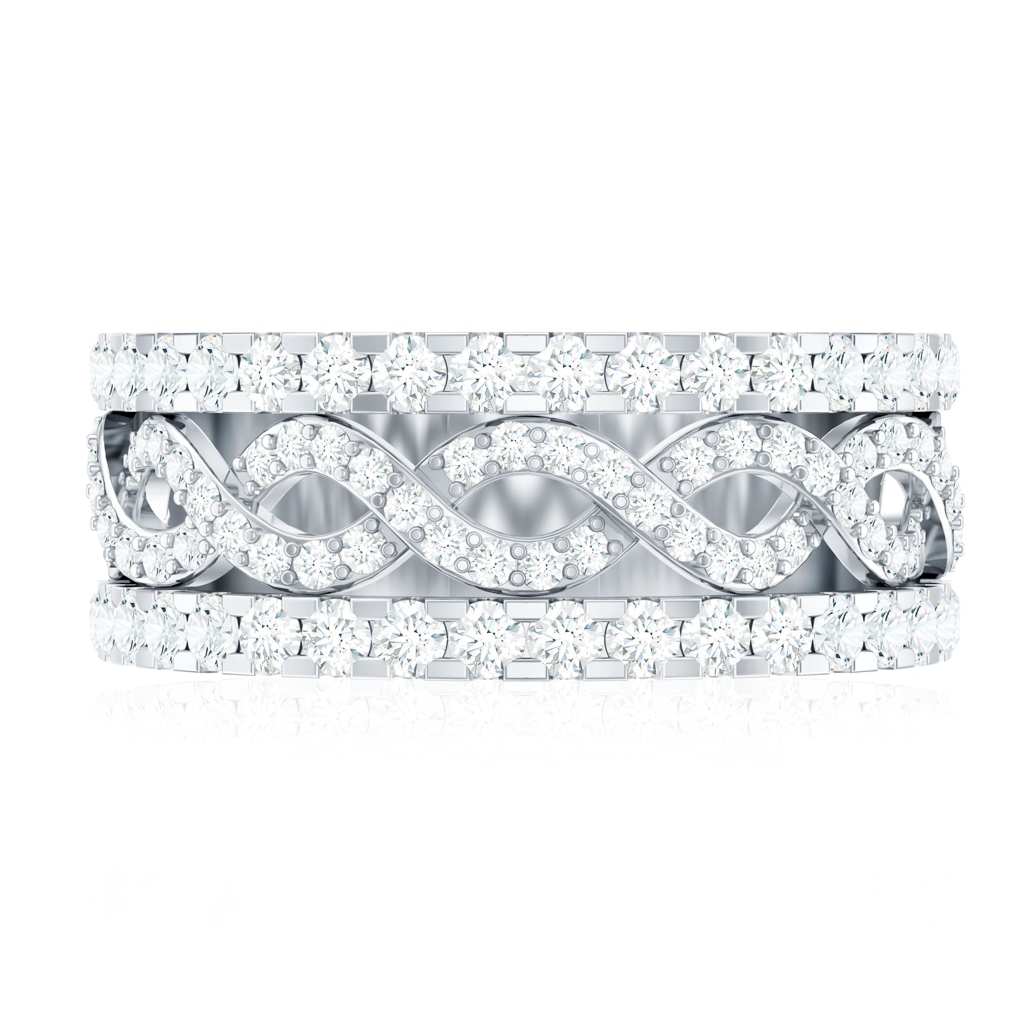 Certified Moissanite Infinity Wedding Band for Women
