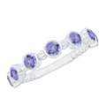 Natural Tanzanite Half Eternity Ring in Bezel Setting