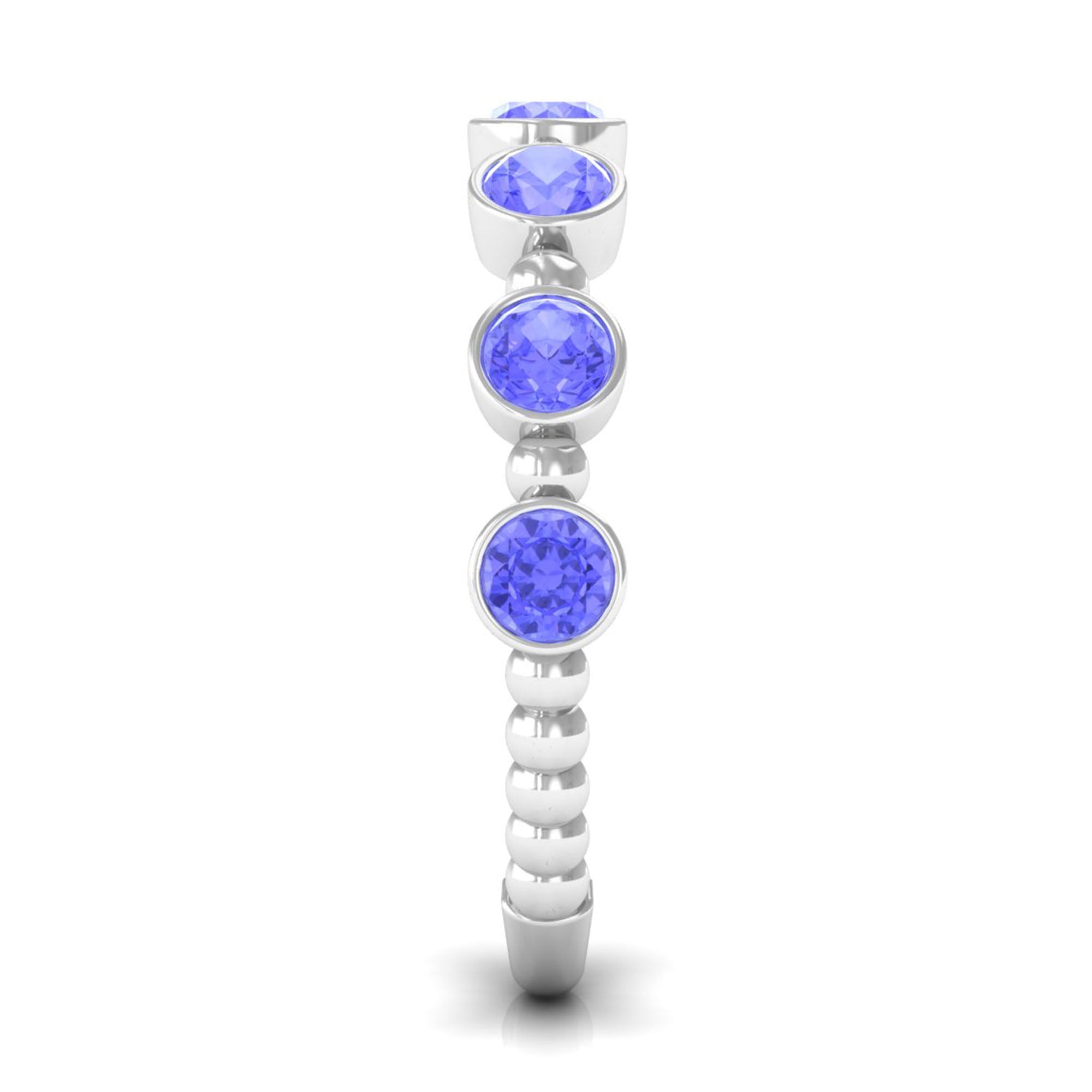 Natural Tanzanite Half Eternity Ring in Bezel Setting