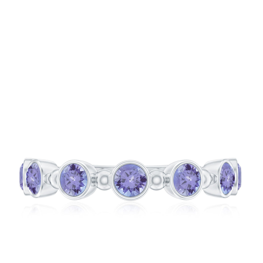 Natural Tanzanite Half Eternity Ring in Bezel Setting