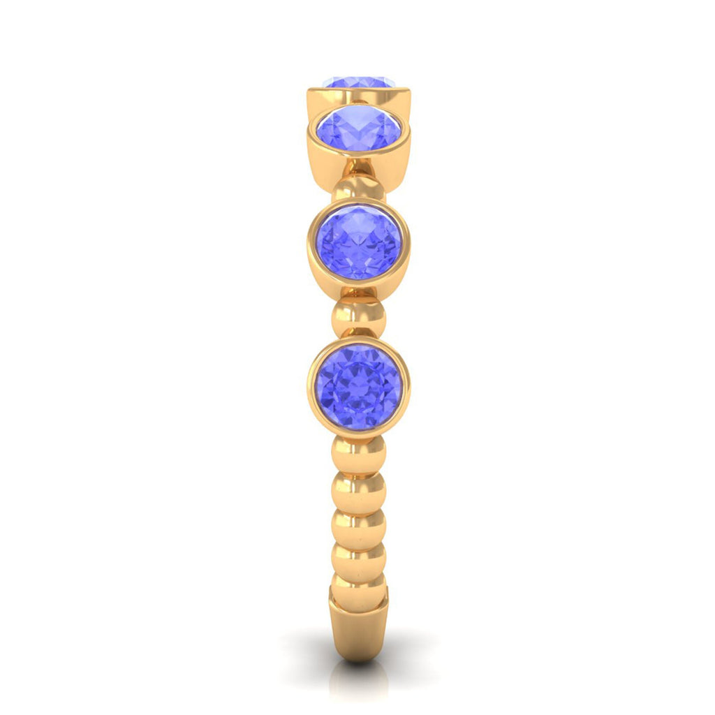 Natural Tanzanite Half Eternity Ring in Bezel Setting