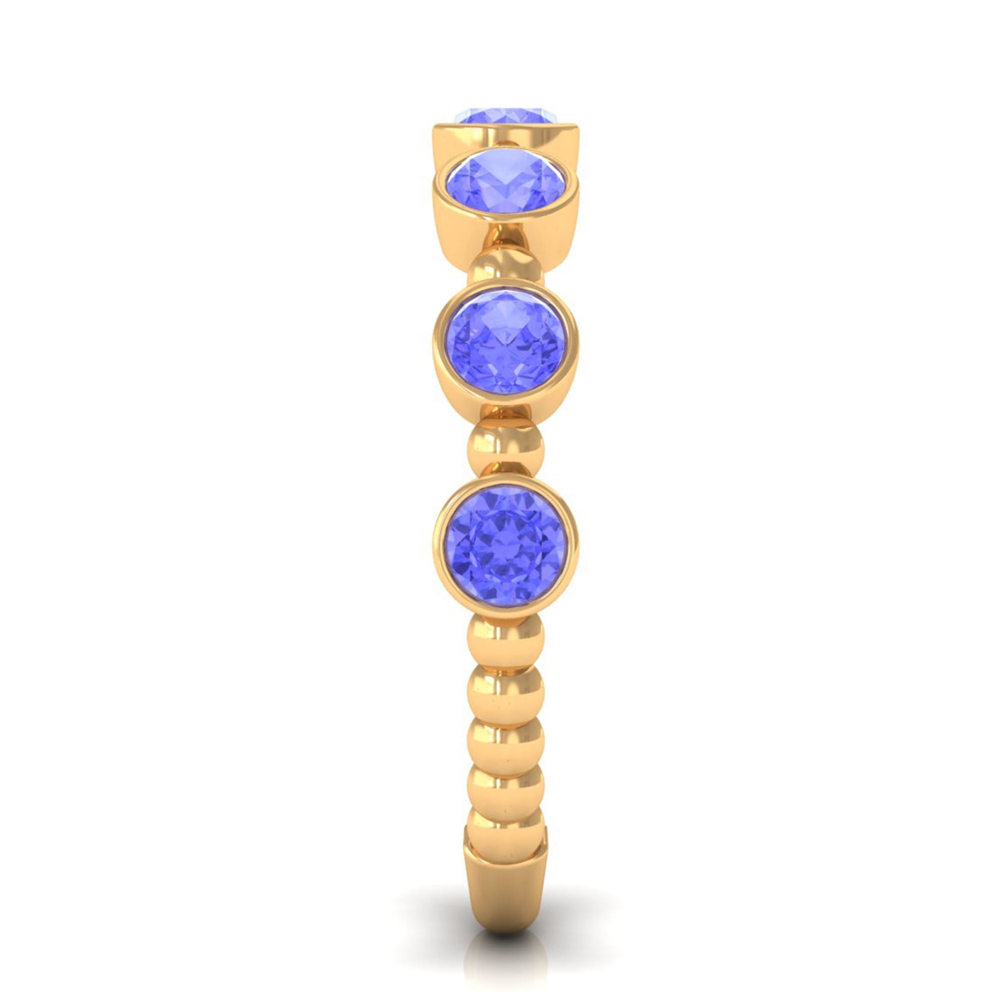 Natural Tanzanite Half Eternity Ring in Bezel Setting