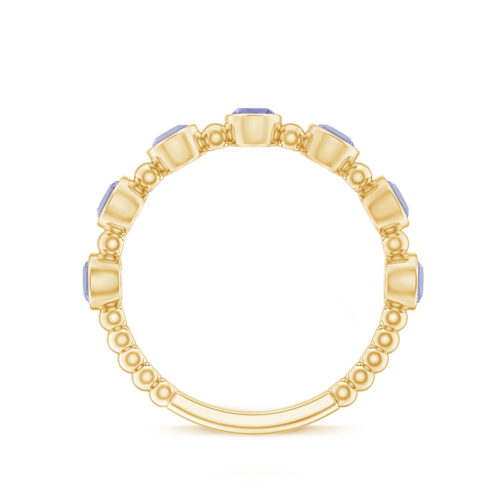 Natural Tanzanite Half Eternity Ring in Bezel Setting