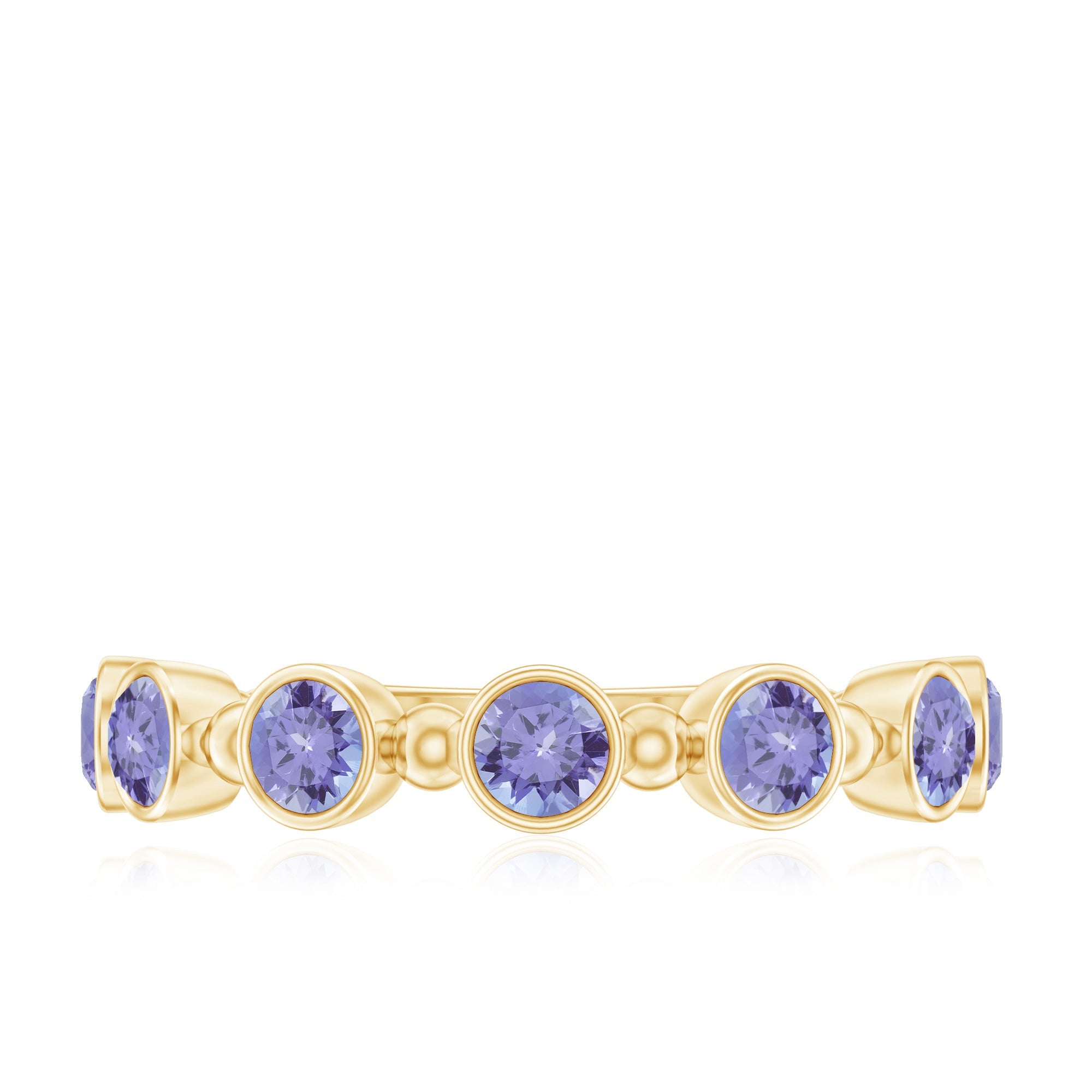 Natural Tanzanite Half Eternity Ring in Bezel Setting