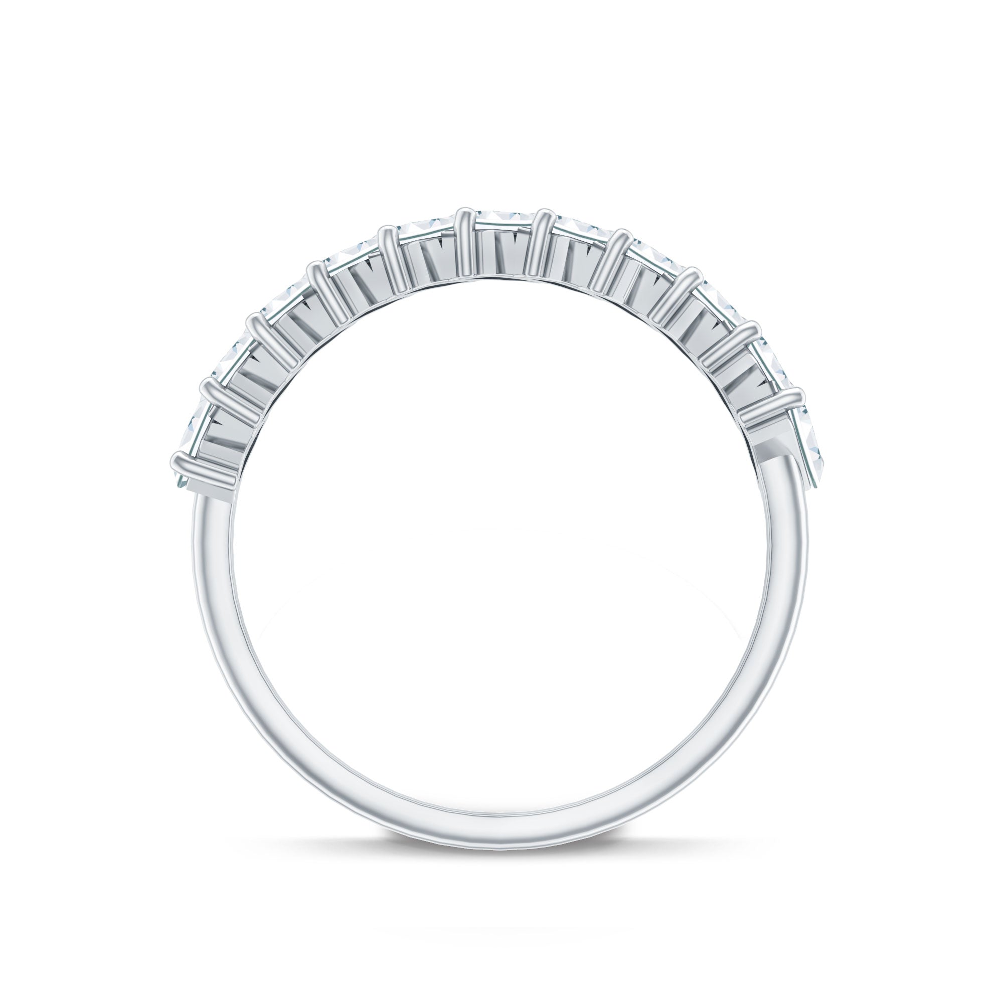 Certified Moissanite Baguette Cut Half Eternity Ring