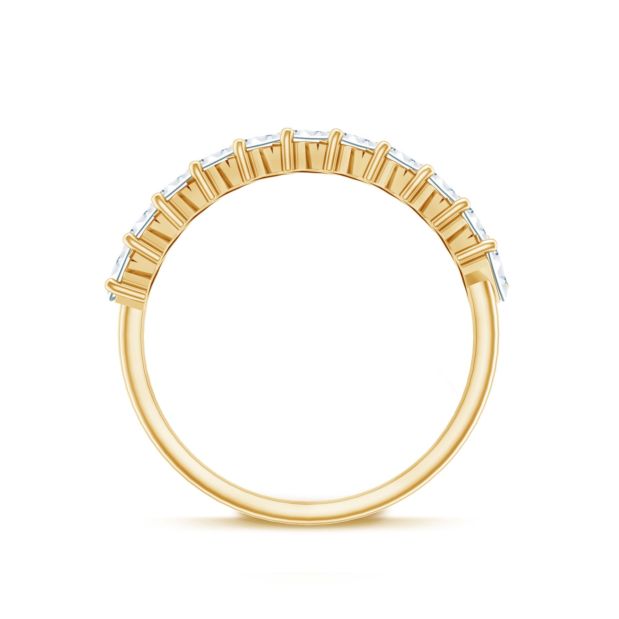 Certified Moissanite Baguette Cut Half Eternity Ring