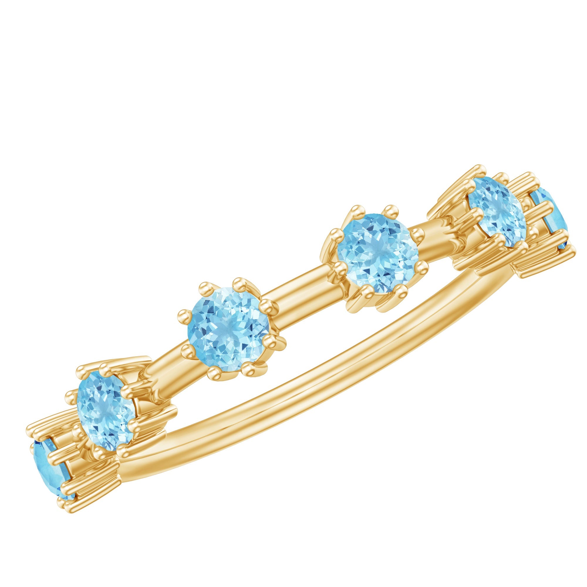 Natural Certified Aquamarine Promise Ring For Her