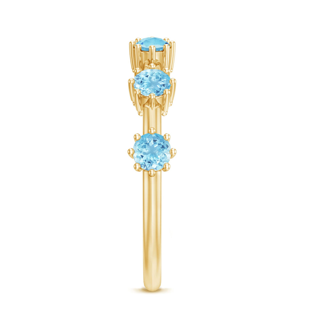 Natural Certified Aquamarine Promise Ring For Her