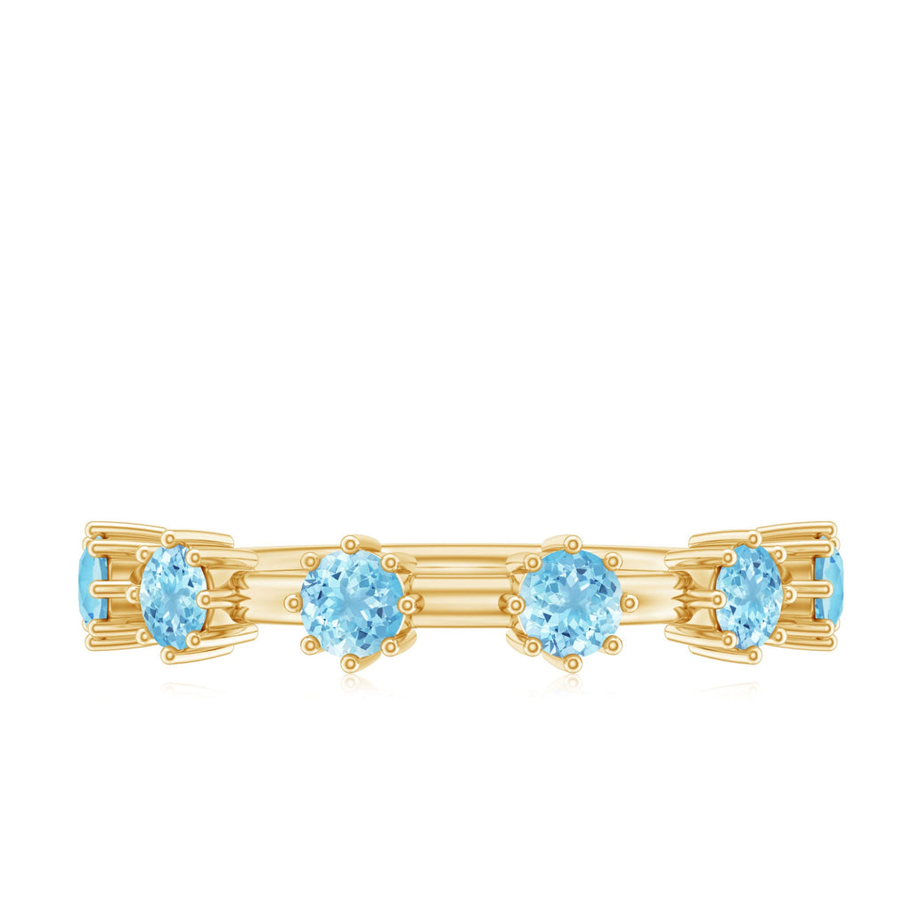 Natural Certified Aquamarine Promise Ring For Her