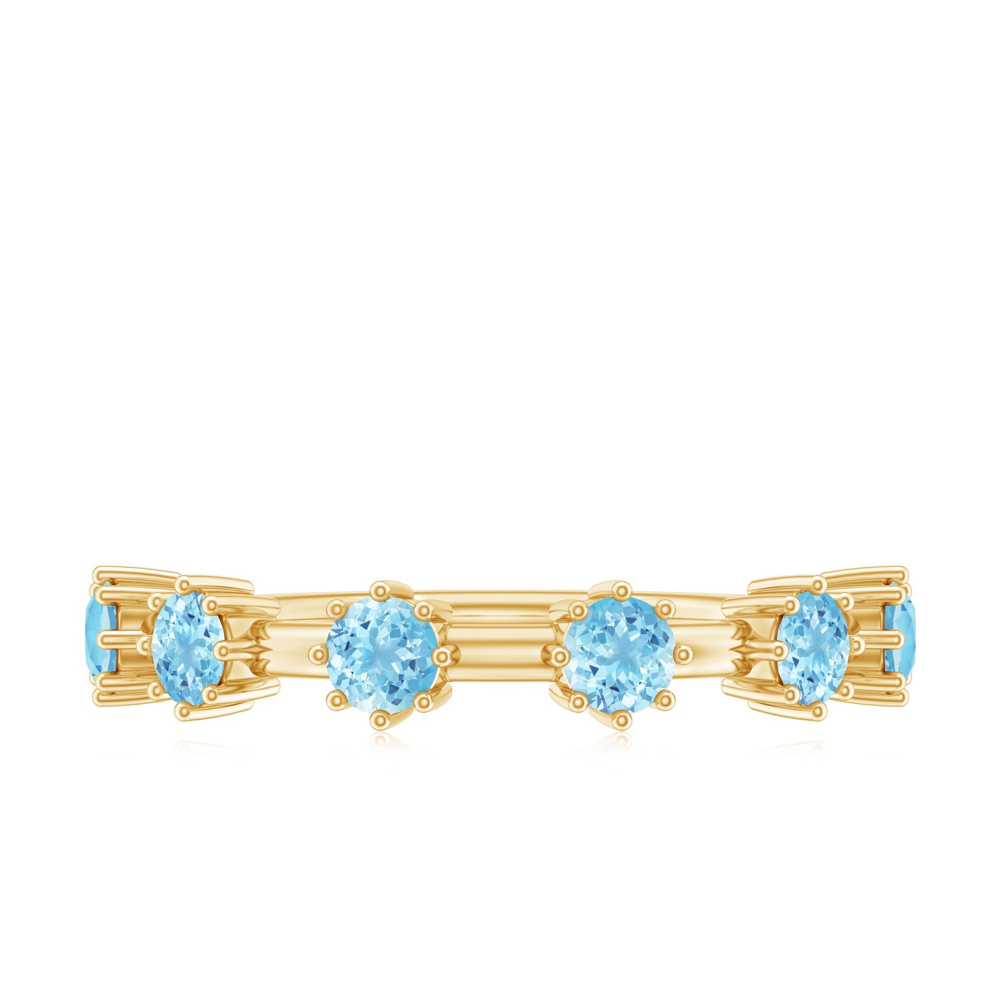 Natural Certified Aquamarine Promise Ring For Her