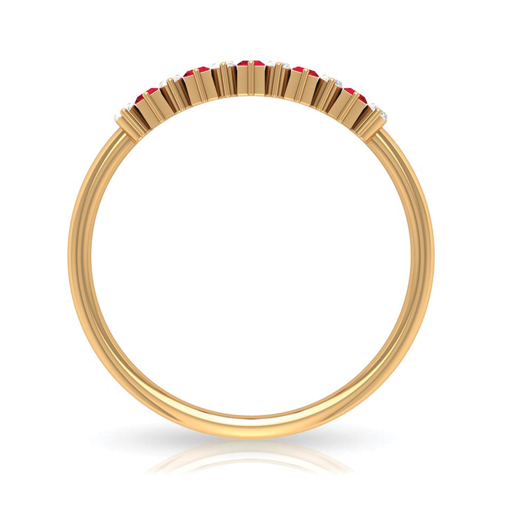 Minimalist Lab Created Ruby and Diamond Cluster Promise Ring