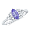 Real Marquise Tanzanite Diamond Engagement Ring with Celtic Knot