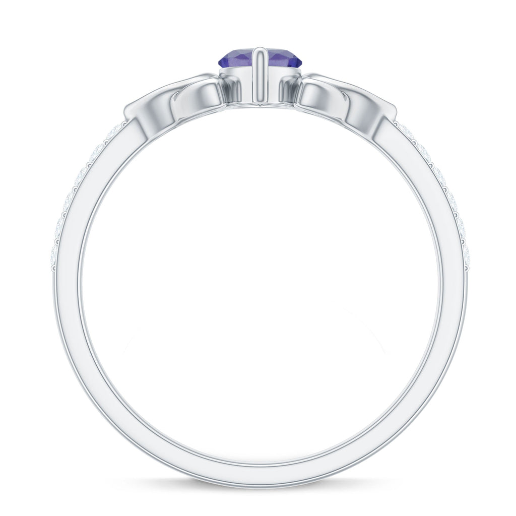 Real Marquise Tanzanite Diamond Engagement Ring with Celtic Knot