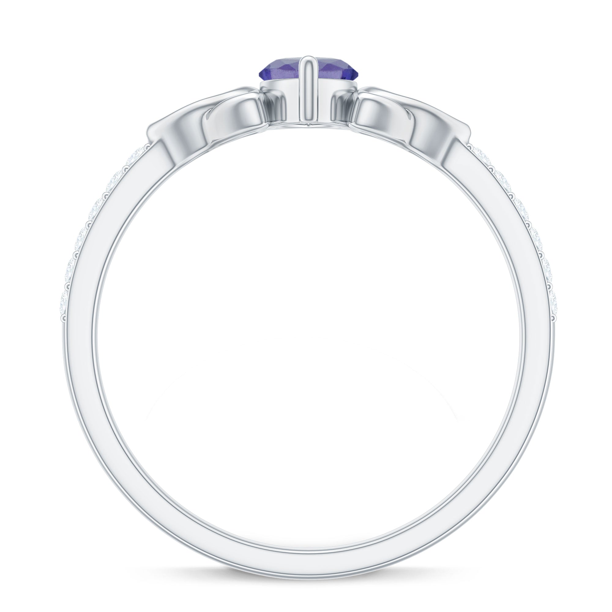 Real Marquise Tanzanite Diamond Engagement Ring with Celtic Knot