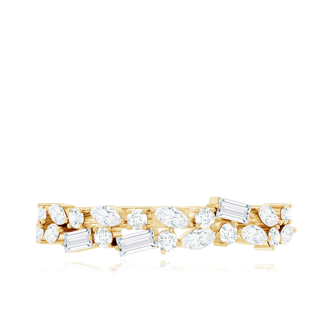 Unique Moissanite Half Eternity Band Ring for Women