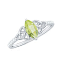 Natural 0.7 Carat Peridot Diamond Marquise Engagement Ring with Celtic Knot