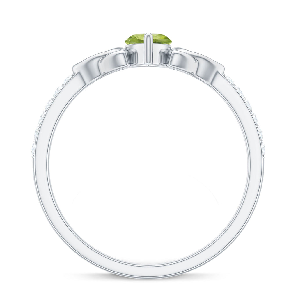 Natural 0.7 Carat Peridot Diamond Marquise Engagement Ring with Celtic Knot
