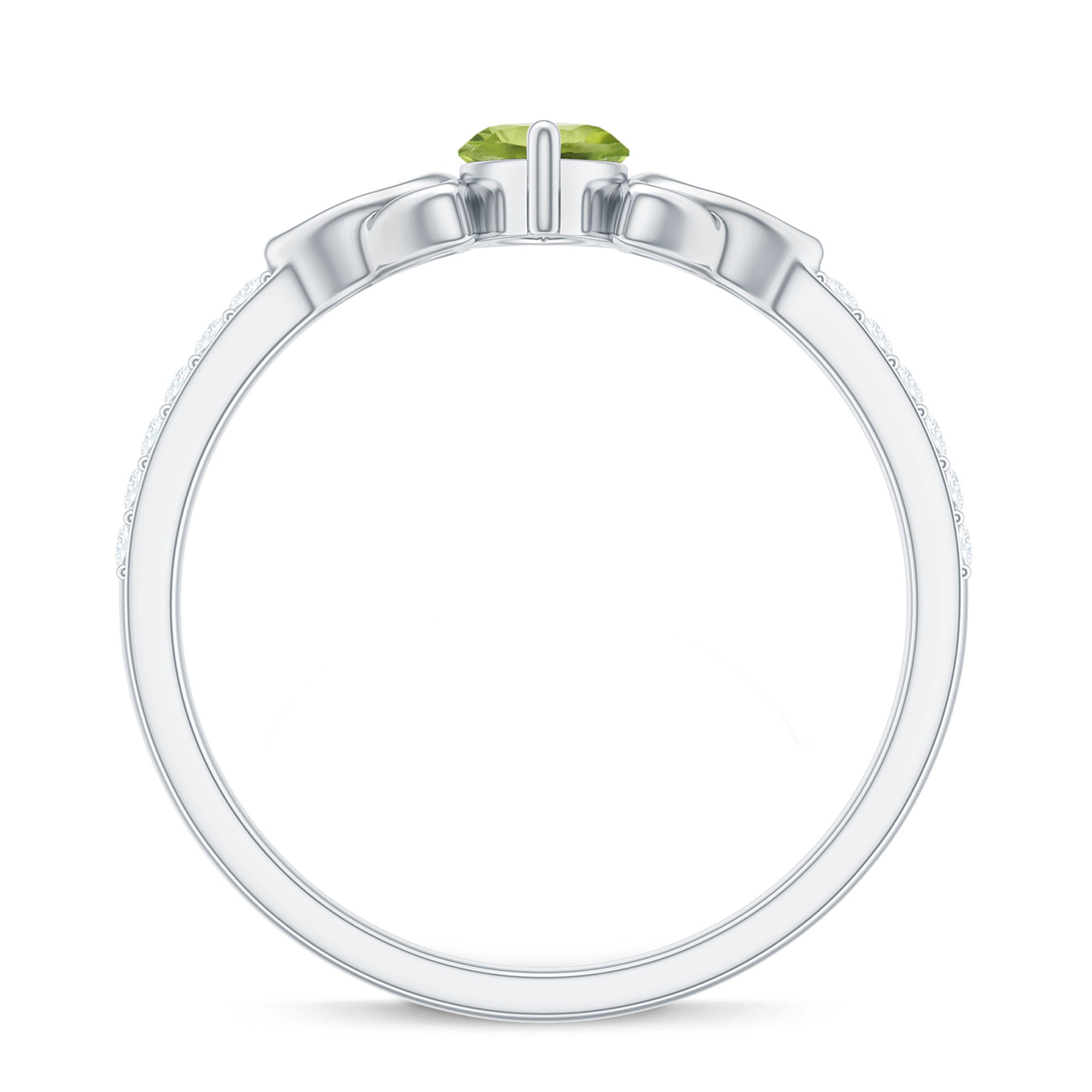 Natural 0.7 Carat Peridot Diamond Marquise Engagement Ring with Celtic Knot
