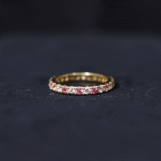 Pink Tourmaline and Diamond Stackable Ring