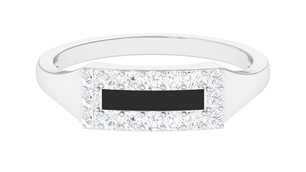 Natural Mens Diamond Band Ring with Black Enamel
