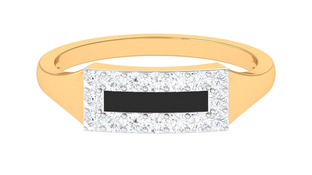 Natural Mens Diamond Band Ring with Black Enamel