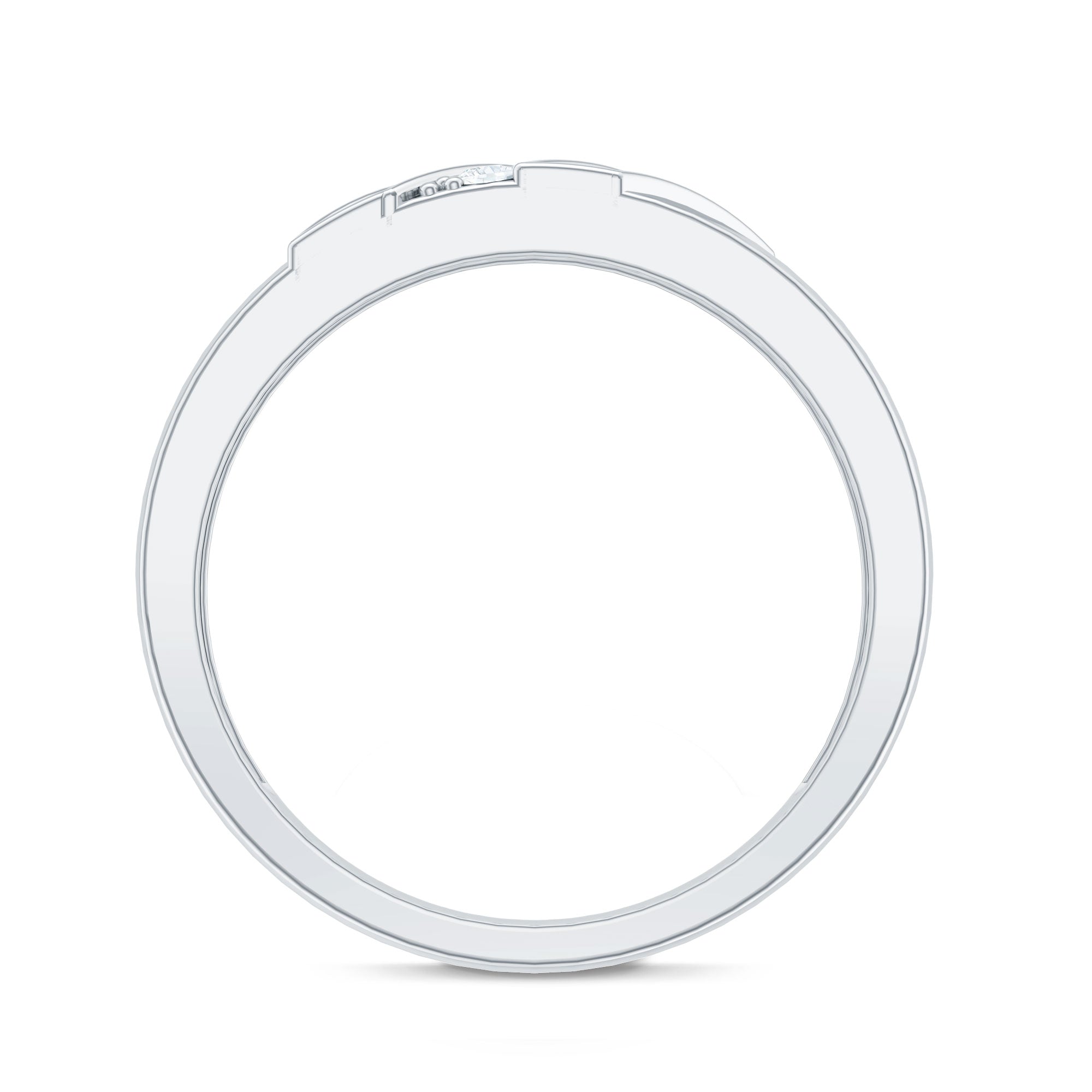 Natural Mens Diamond Wedding Band with Black Enamel