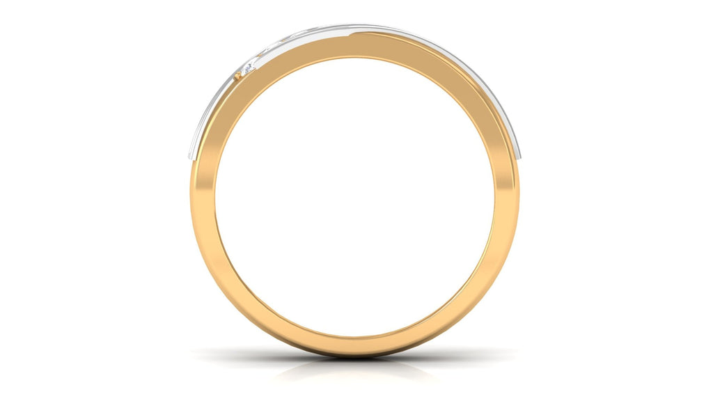 Certified Natural Diamond Mens Wedding Band with Black Enamel