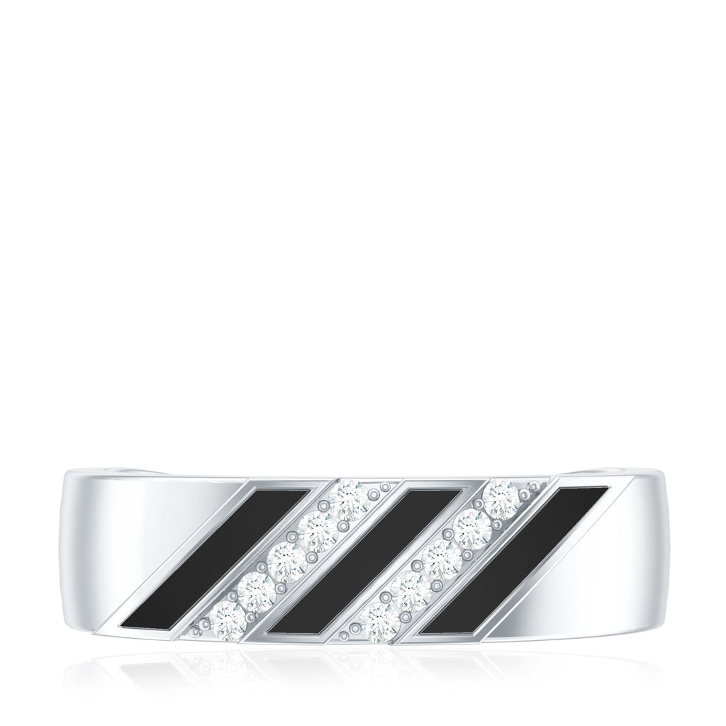 Certified Diamond Enamel Wedding Band