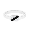Certified Natural Diamond Mens Engagement Ring with Black Enamel
