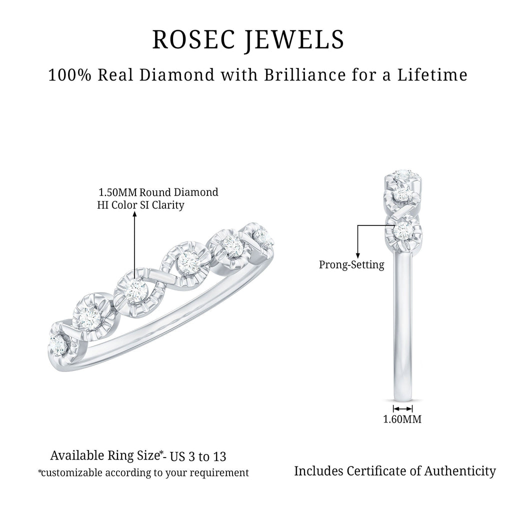 Real Diamond Half Eternity Infinity Ring