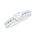 Round Shape Moissanite Engagement Ring with Marquise Side Stones