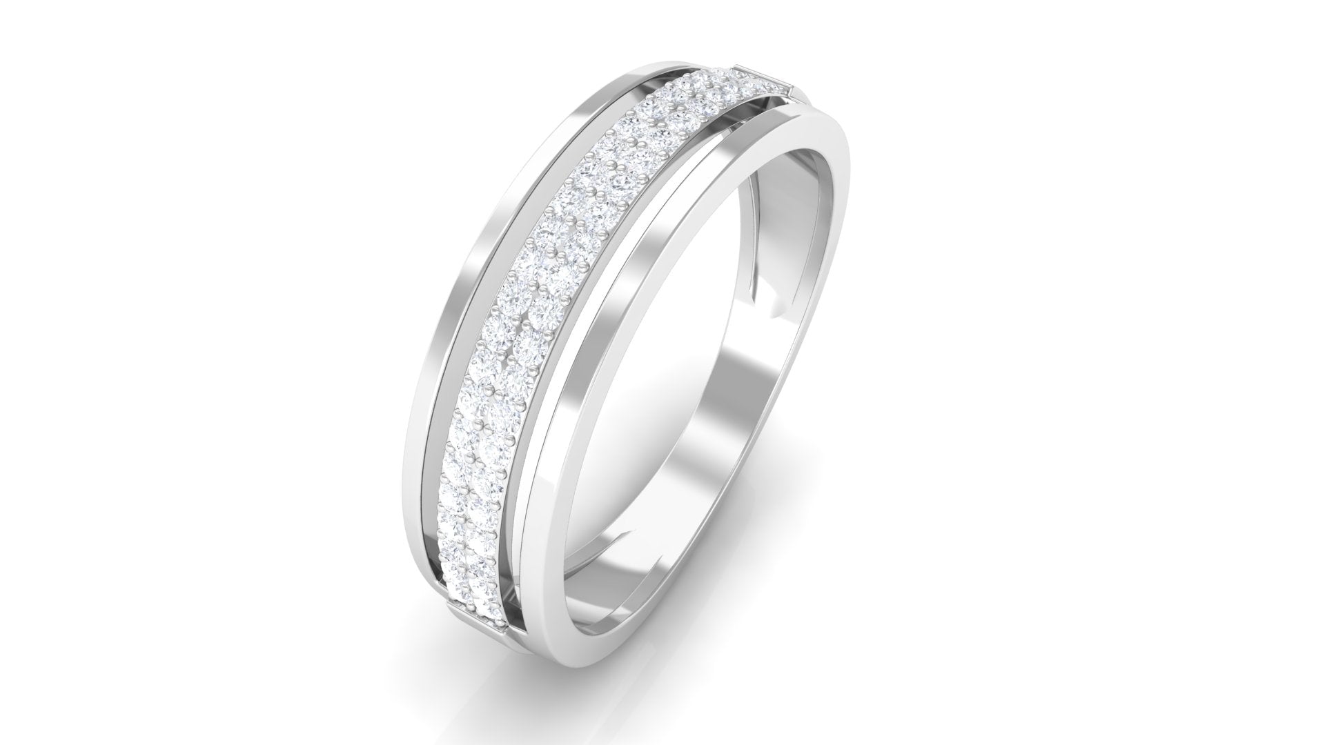 Certified Natural Diamond Half Eternity Mens Wedding Band