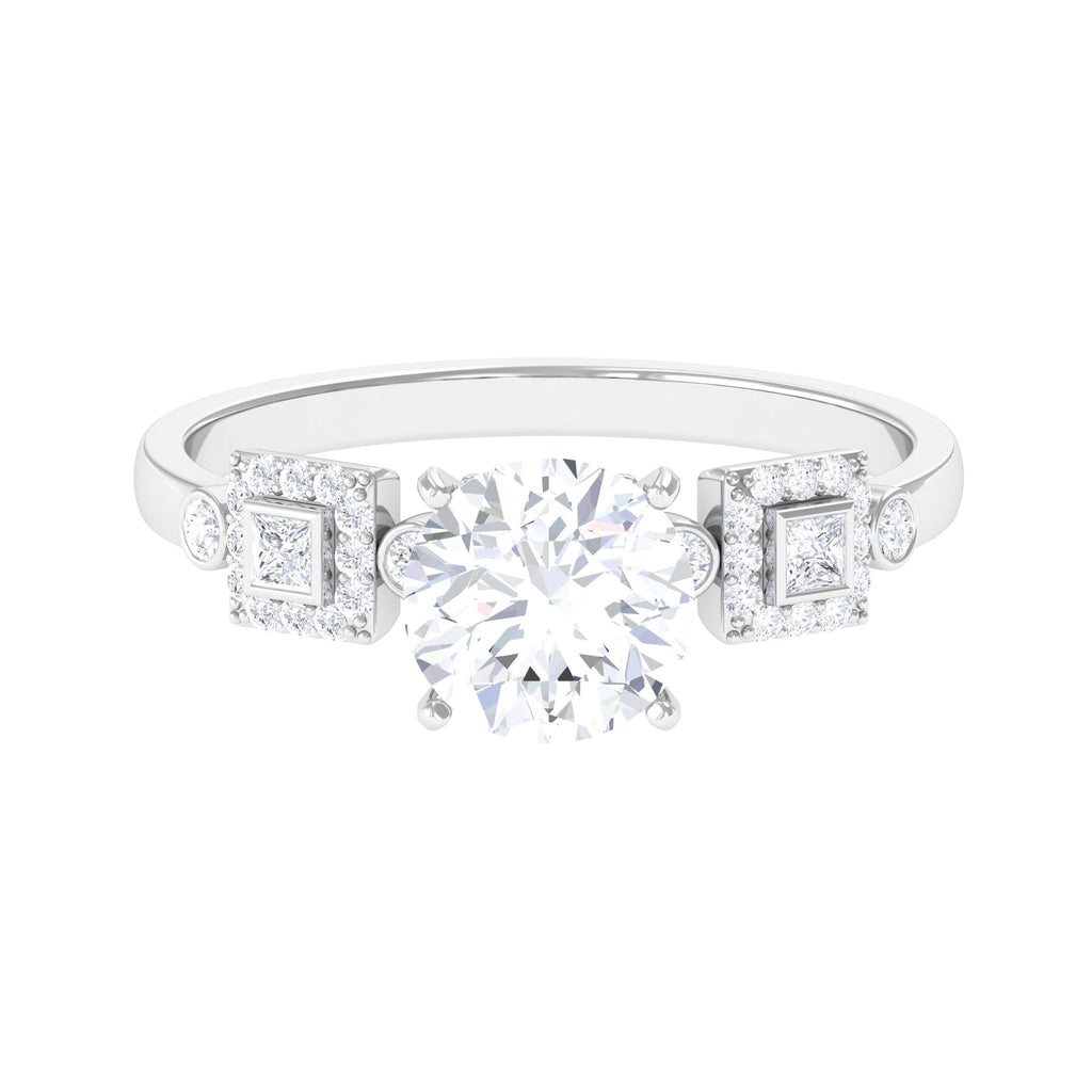 Round Cut Moissanite Antique Looking Engagement Ring