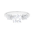 Round Cut Moissanite Antique Looking Engagement Ring