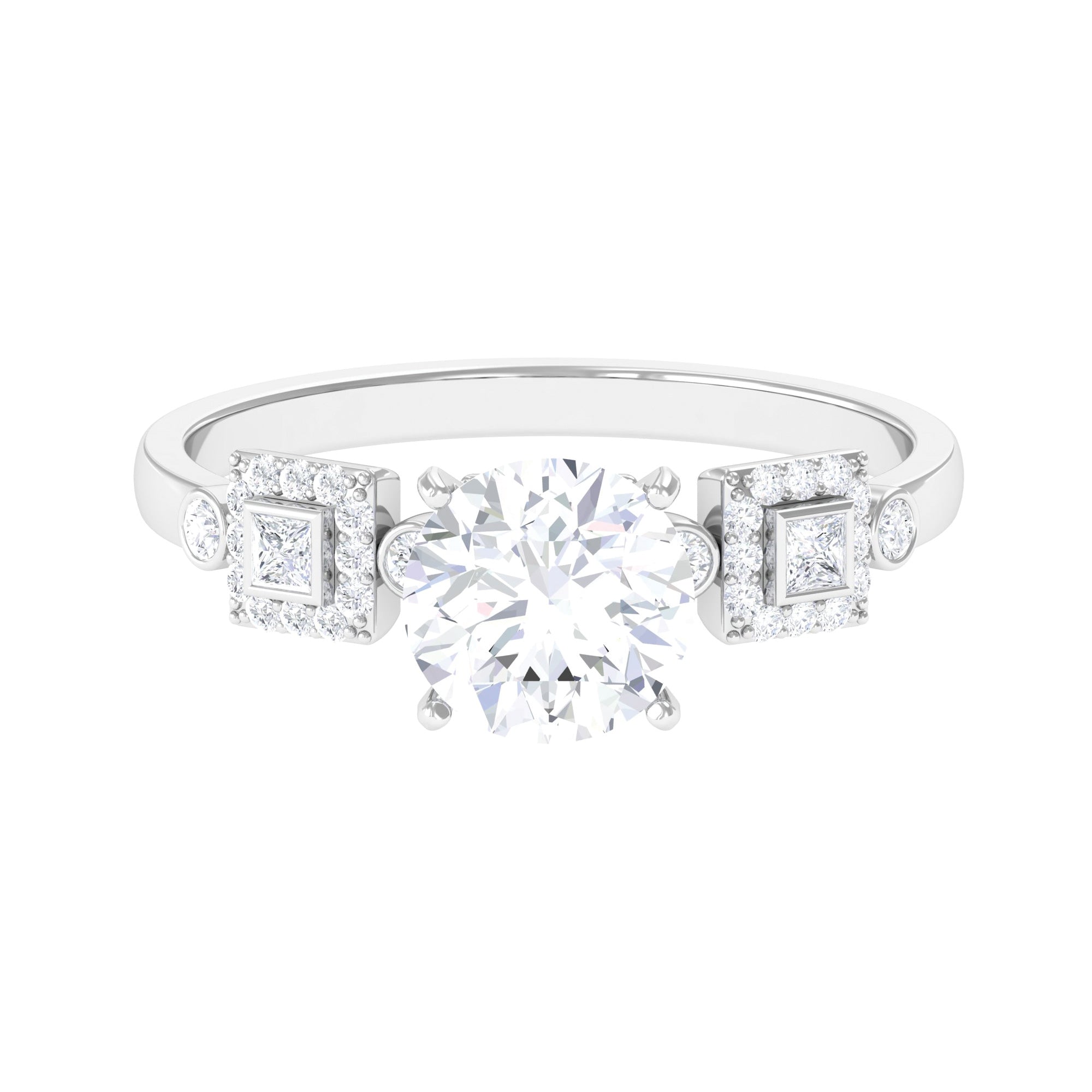 Round Cut Moissanite Antique Looking Engagement Ring