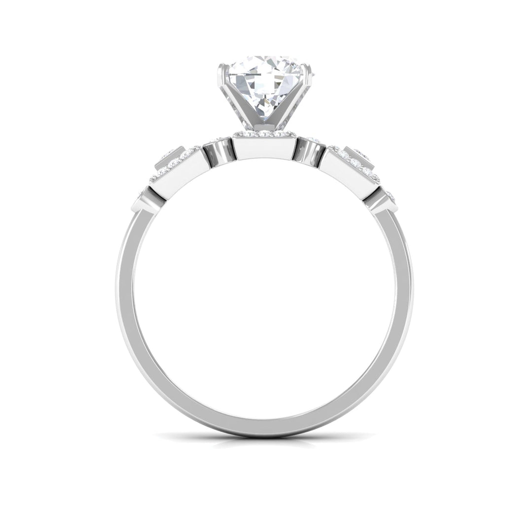 Round Cut Moissanite Antique Looking Engagement Ring
