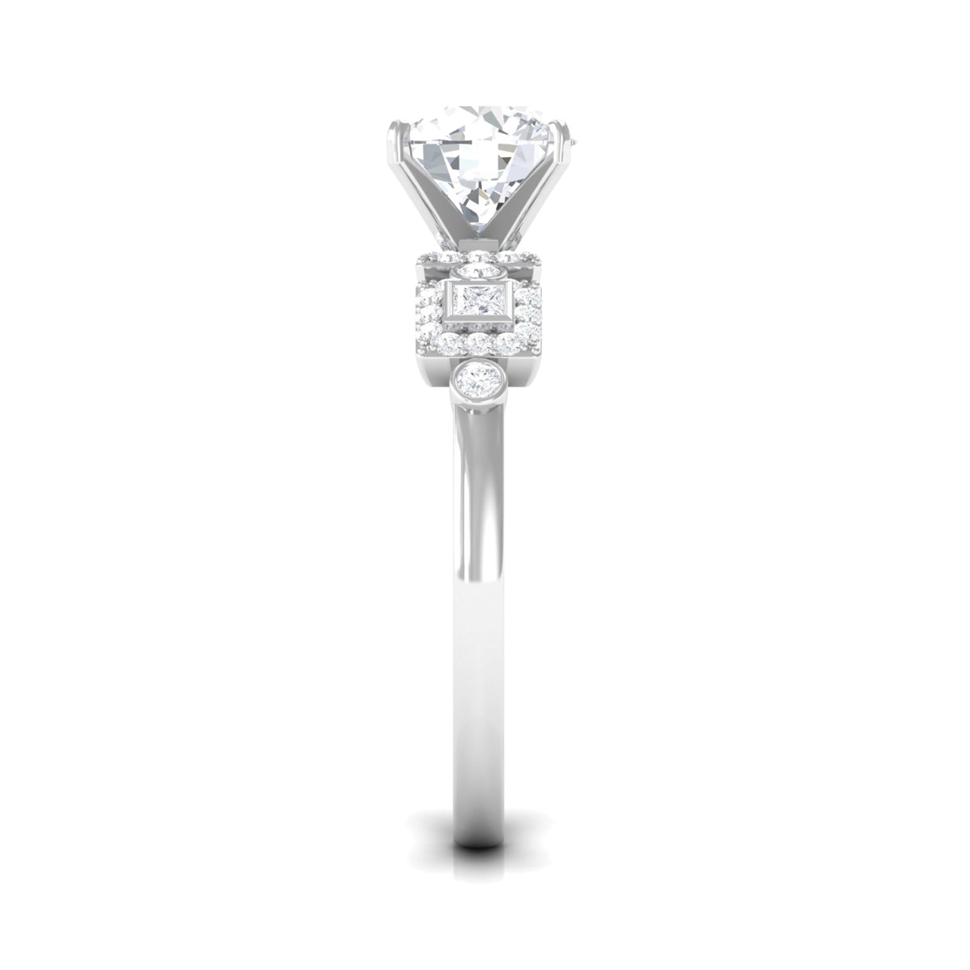 Round Cut Moissanite Antique Looking Engagement Ring