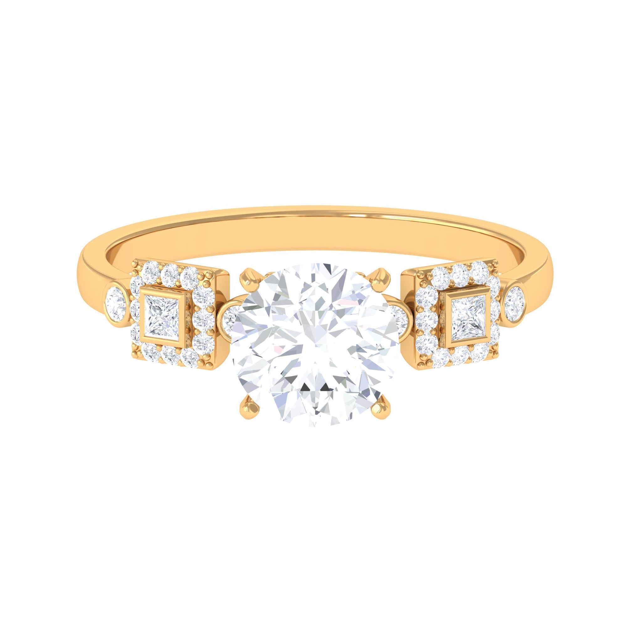 Round Cut Moissanite Antique Looking Engagement Ring