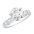 Round Cut 2 CT Moissanite Solitaire Engagement Ring with Side Stones
